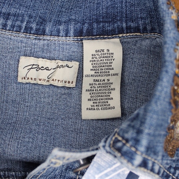 Paco Jeans NWT Distressed and Blingy Cropped Denim Jean Jacket Small - Picture 10 of 10